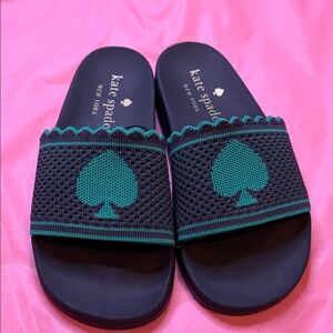 Kate Spade Navy and Teal Slides